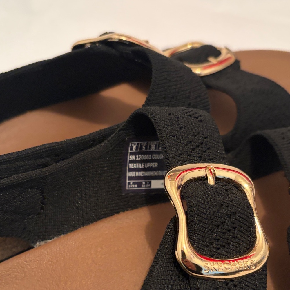 Skechers Black Sandals with Gold Buckles - Picture 4 of 5